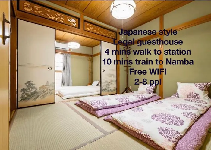 10Mins Train To Namba, 4 Mins Walk To Stn, 2 Floors Japanese Style , 2-8 People
